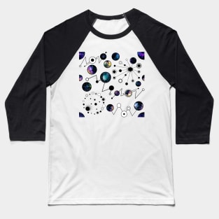 Seamless Pattern of Watercolor Abstract Shapes and Outer Space Baseball T-Shirt